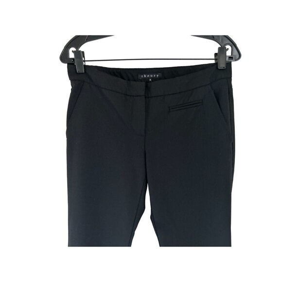 Women's Size 6 THEORY Pants Black Wool Strait Trousers - Picture 2 of 8